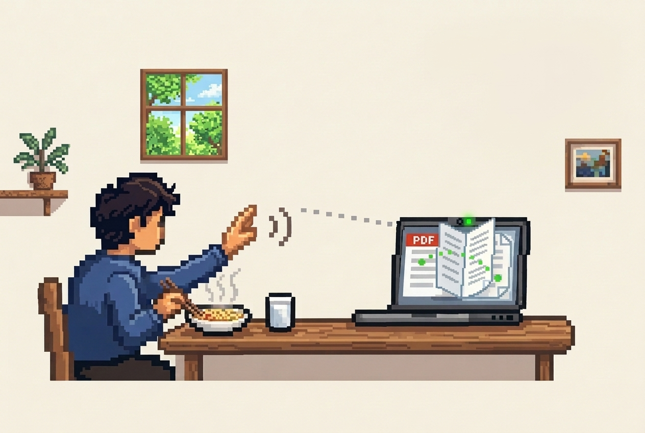 Insho 印章: hands-free gesture scrolling while eating